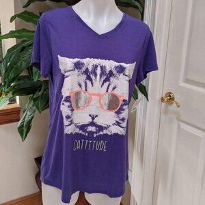 🐢Mudd Women's Cattitude Short Sleeve Tee Size Small - New With Tag